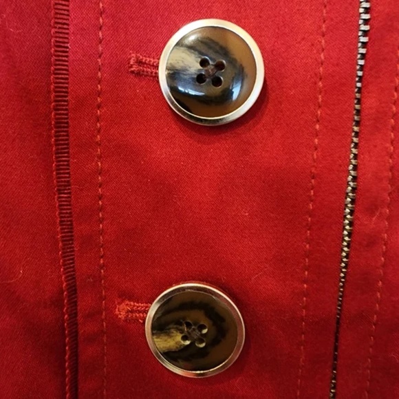 White House Black Market Red 3/4 Sleeve Military Jacket Blazer - size 4 - Picture 2 of 3